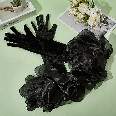Velvet Long Finger Gloves AJEW-WH20067-005B-1