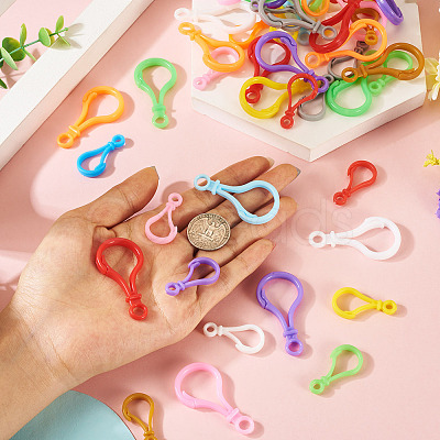 100Pcs 20 Styles Opaque Solid Color Bulb Shaped Plastic Push Gate Snap Keychain Clasp Findings KY-TA0001-58-1