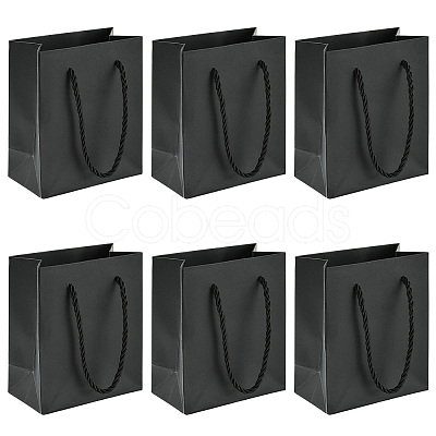 6Pcs Rectangle Paper Gift Storage Bags with Ribbon Handles ABAG-TA0001-65A-1