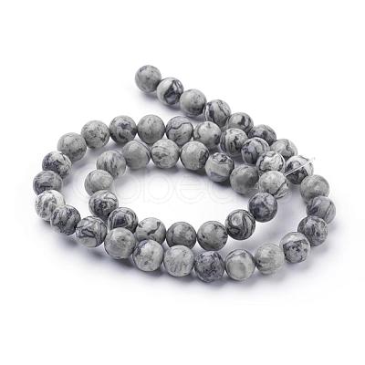 Natural Map Stone/Picasso Stone/Picasso Jasper Beads Strands G-G047-8mm-1