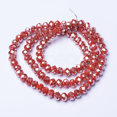 Electroplate Opaque Solid Color Glass Beads Strands EGLA-A034-P4mm-C01-1
