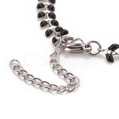 Enamel Wheat Link Chain Necklace NJEW-P220-02P-01-1