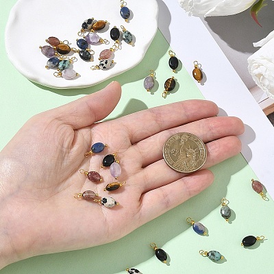 35Pcs 7 Style Natural Mixed Stone Pendants PALLOY-YW00142-1