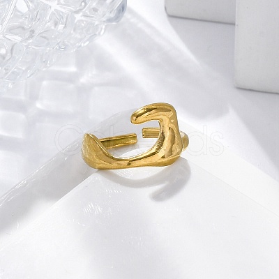 Irregular 304 Stainless Steel Open Cuff Rings for Women RJEW-M019-46G-1