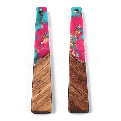 Transparent Resin & Walnut Wood Pendants RESI-N039-67C-1