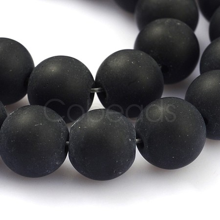 Frosted Glass Round Bead Strands GLAA-J079-02-10mm-1