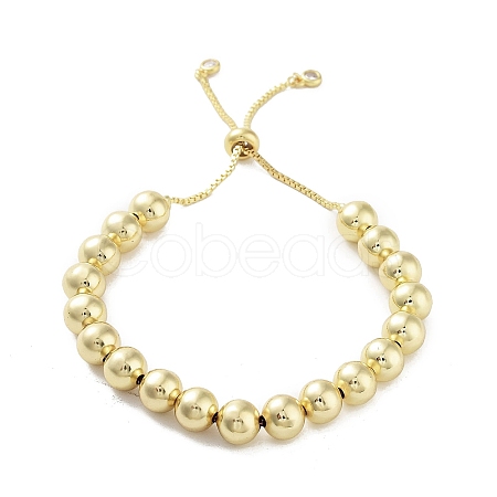 Adjustable Brass Round Beaded Slider Bracelets BJEW-D039-31C-G-1