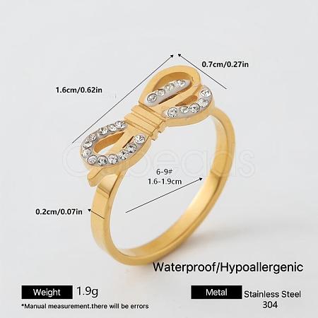 304 Stainless Steel Rhinestone Finger Rings for Women TY3561-5-1