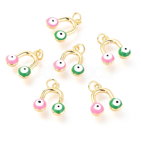 Brass Enamel Pendants KK-Y001-01B-G-1