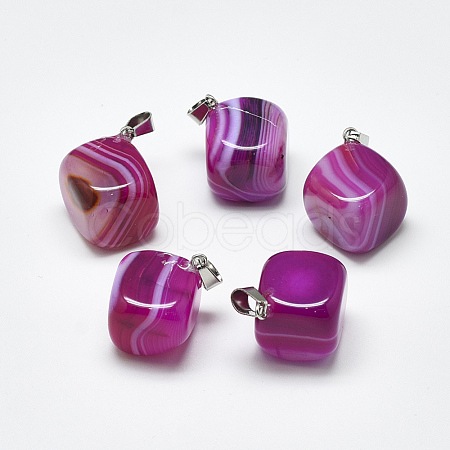 Natural Banded Agate/Striped Agate Pendants G-T122-19B-1
