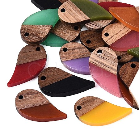 Opaque Resin & Walnut Wood Pendants RESI-N053-30-1