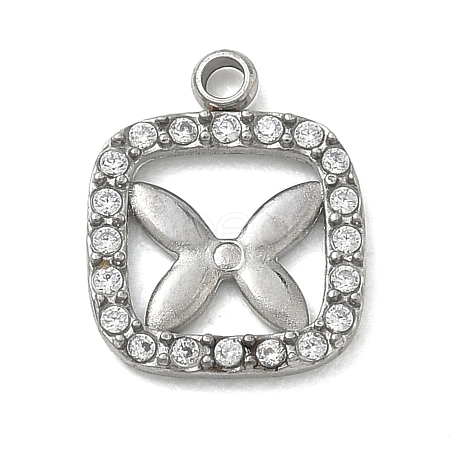 304 Stainless Steel with Crystal Rhinestone Charms RB-CBA8719-01A-P-1