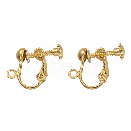 Brass Clip-on Earring Findingsfor non-pierced Ears X-EC143-NFG-1