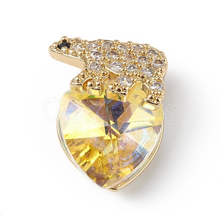 Real 18K Gold Plated Rack Plating Brass Micro Pave Clear Cubic Zirconia Pendants KK-C015-06G-05-1
