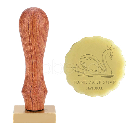 Brass Wax Seal Stamp Head & Pearwood Handle Kit AJEW-OC0002-85D-1
