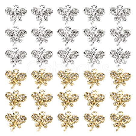 48Pcs 2 Colors Rack Plating Eco-friendly Alloy Crystal Rhinestone Butterfly Charms FIND-HY0003-77-1