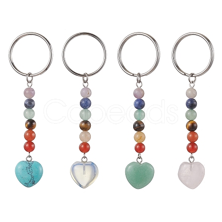 Natural & Synthetic Mixed Gemstone Keychains KEYC-JKC00760-1