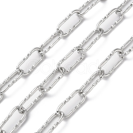 Tarnish Resistant 304 Stainless Steel Textured Paperclip Chains CHS-G027-04P-1
