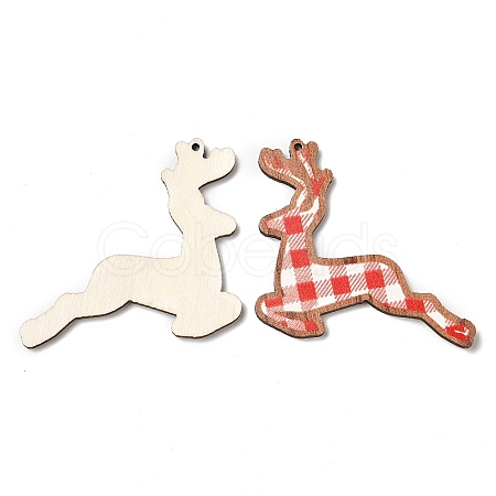 Single Face Christmas Printed Wood Big Pendants WOOD-D025-12-1