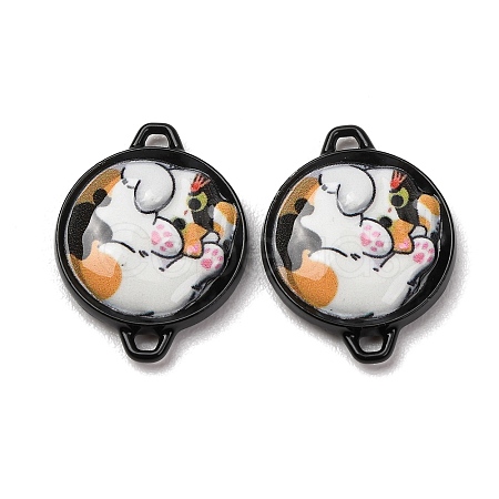 Baking Paint Alloy Coin Connector Charms PALLOY-A040-05B-1
