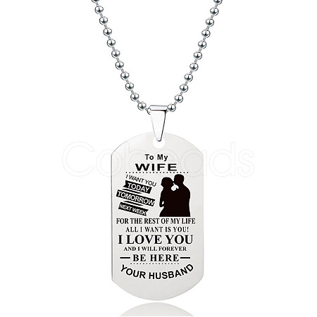 201 Stainless Steel To My Wife Dog Tag Pendant Ball Chain Necklaces FS-WG527E6-27-1