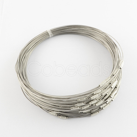 Stainless Steel Wire Necklace Cord DIY Jewelry Making X-TWIR-R003-23-1