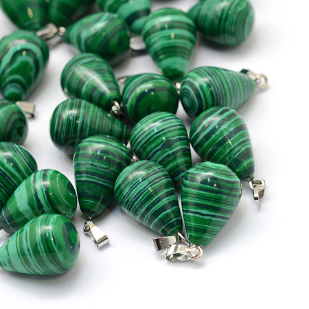Teardrop Synthetic Malachite Pendants G-Q435-13-1