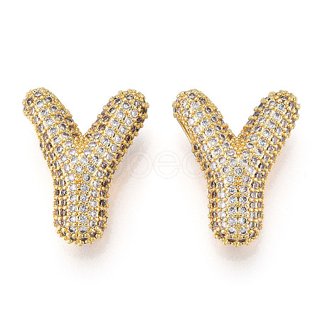 Brass Micro Pave Cubic Zirconia Pendants KK-N254-06G-Y-1