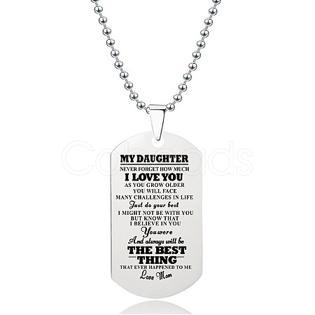201 Stainless Steel To My Daughter Dog Tag Pendant Ball Chain Necklaces FS-WG527E6-22-1