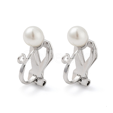 304 Stainless Steel Clip-on Earring Findings with Imitation Pearl Plastic Beaded STAS-H216-03A-P-1