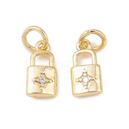Brass Micro Pave Clear Cubic Zirconia Pendants KK-G544-08G-03-1