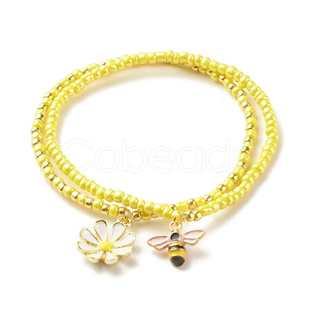 2Pcs Glass Seed Beaded Stretch Bracelets Set BJEW-JB08088-04-1