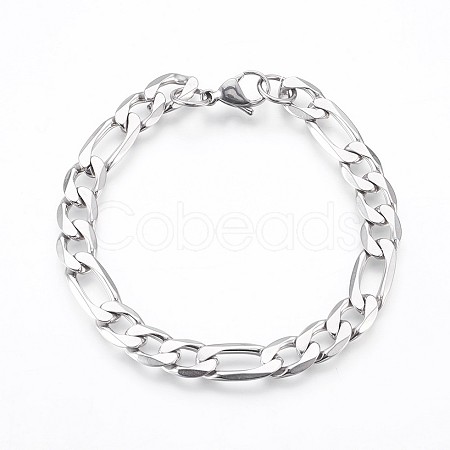 Tarnish Resistant 304 Stainless Steel Figaro Chain Bracelets BJEW-P236-20P-1