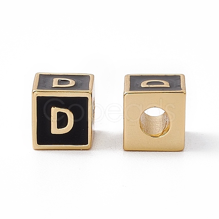 Rack Plating Brass Enamel Beads KK-B060-04G-01D-1