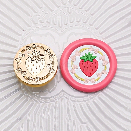 Golden Tone Round Wax Seal Brass Stamp Heads AJEW-Z034-01G-08-1