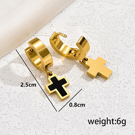 Stylish Stainless Steel Classic Cross Hoop Earrings LS-FI7863-3-1