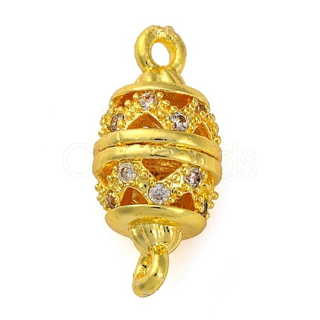 Brass Micro Pave Clear Cubic Zirconia Hollow Oval Connector Charms KK-A230-05B-G-1