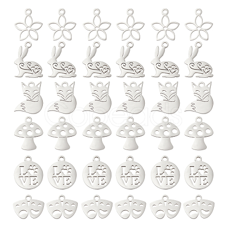 DICOSMETIC 36Pcs 6 Style 201 Stainless Steel Charms STAS-DC0006-30-1