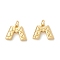 Rack Plating Eco-friendly Brass Micro Pave Clear Cubic Zirconia Charms, Long-Lasting Plated, Real 18K Gold Plated, Cadmium Free & Nickel Free & Lead Free, Letter.M, 11x15x3mm, Hole: 3.5mm