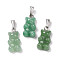 Natural Green Aventurine Pendants, with Stainless Steel Color Tone 201 Stainless Steel Findings, Bear, 27.5mm, Hole: 2.5x7.5mm, Bear: 21x11x6.5mm