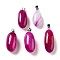 Natural Agate Dyed Pendants, Oval Charms with Stainless Steel Color Plated Stainless Steel Snap on Bails, Fuchsia, 21~32x9.5~16.5x10.5x7.5~12.5mm, Hole: 6x3mm