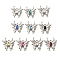 304 Stainless Steel Pendants, with Rhinestone, Stainless Steel Color, Butterfly, Mixed Color, 24x23x4mm, Hole: 2mm