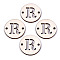 Unfinished Natural Poplar Wood Links Connectors, Laser Cut, Flat Round with Word, Letter.R, 29.5x2.5mm, Hole: 2.5mm