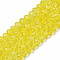 Electroplate Glass Beads Strands, Pearl Luster Plated, Faceted, Rondelle, Yellow, 3.5~3.8x3mm, Hole: 0.4mm, about 113~115pcs/strand, 32.5~33cm