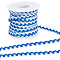 Gorgecraft 16M Polyester Wavy Fringe Trim Ribbon, Two Tone Wave Bending Lace Trim, for Clothes Sewing and Art Craft Decoration, White, Blue, 1/4 inch(7mm), about (16m)/Roll