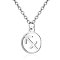 Non-Tarnish 201 Stainless Steel Pendants Necklaces, Flat Round with Constellations, Sagittarius, 16.3 inch(40cm)x1mm