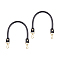 Leather Bag Handles, with Golden Plated Alloy Clasps, for Bag Straps Replacement Accessories, Black, 400x14x9~10mm, 2pcs/set