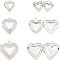 Unicraftale 18Pcs 3 Styles 304 Stainless Steel Locket Pendants, Photo Frame Charms for Necklaces, Heart, Stainless Steel Color, 6pcs/style