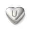 Non-Tarnish 201 Stainless Steel Beads, Stainless Steel Color, Heart, Letter U, 7x8x3.5mm, Hole: 1.5mm