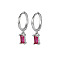 Anti-Tarnish Platinum Rhodium Plated 925 Sterling Silver Dangle Hoop Earrings for Women, Rectangle, Fuchsia, 19.8mm